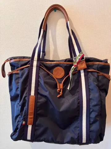 오로비안코 OROBIANCO 나일론 토트백 네이비 x 브라운