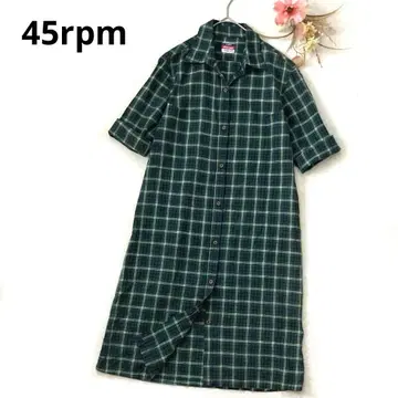 45rpm 셔츠 원피스 체크 코튼 그린 겉옷