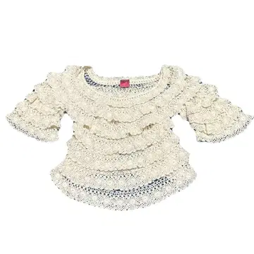 모리걸 y2k 위시코어 아이보리 전체 레이스 프릴 반팔 공주풍 M