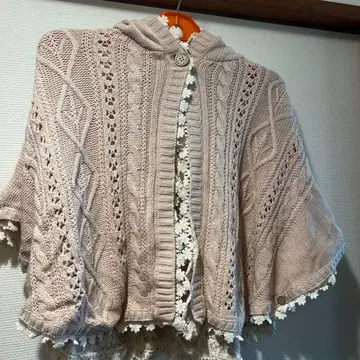 얇은 핑크 니트 레이스 가디건 리버서블