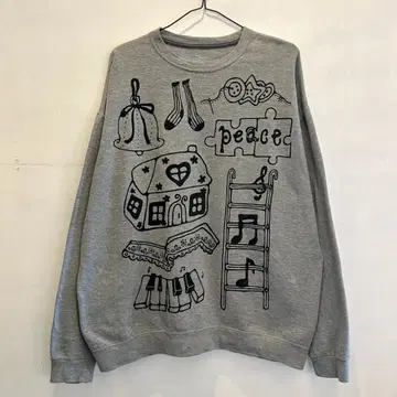 그레이 오리지널 1점 한정 손그림 음표 위시코어 헤이세이코어 사이즈 XL