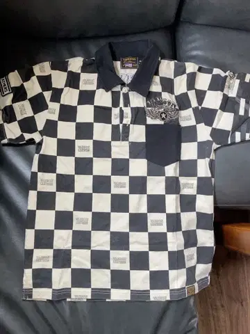 vanson 체크 무늬 피케 셔츠 L