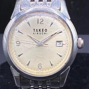 배터리 교환 완료 다케오 키쿠치 쿼츠 데이트 심플 손목시계 남성용 보이즈