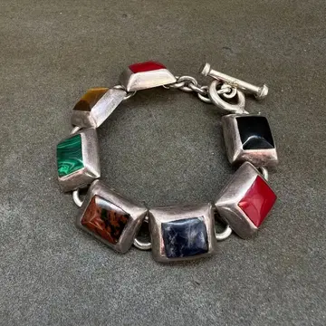 멕시칸 실버 팔찌 멀티 컬러 스톤