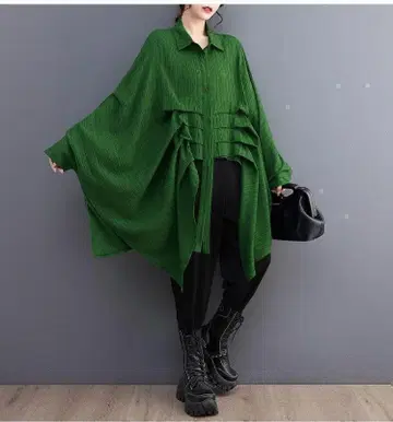 빅 사이즈 여성용 상의 봄/여름 가을 새상품 그린 판초