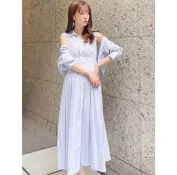 MERCURYDUO 볼레로 레이어드 라이크 셔츠 라이크 원피스