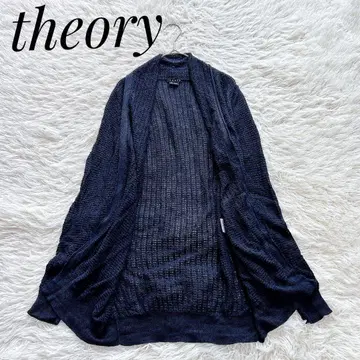 [새상품급] theory 린넨 블렌드 니트 가디건 롱 숄카라 네이비 S