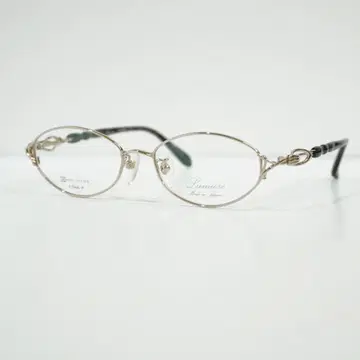 일본제 티타늄 경량 안경 프레임 금 x 클리어 블랙 타원 렌즈 교환 가능