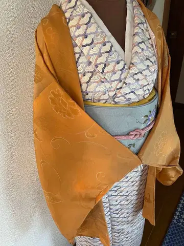 겉옷 오렌지색 흐림 당초 무늬