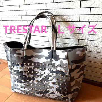 TRESTAR 카모 패턴 토트백 스타 스터드 부착 L