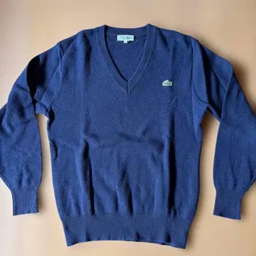 LACOSTE 70s 80s 네이비 V넥 스웨터 사이즈 3