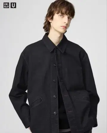 [ 25AW ] 유니클로U 오버사이즈 컬러 데님 자켓 블랙 XL