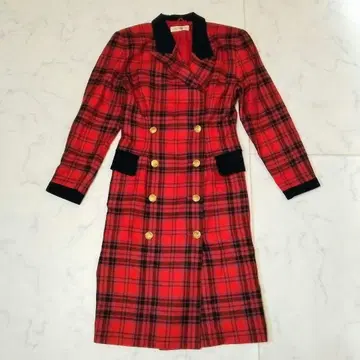 버블 쇼와 레트로 롱 코트 자켓 빨간색 구제 의류 9호 M 상당