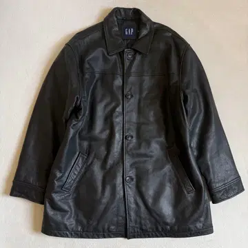 GAP 카 코트 블랙 소가죽 빈티지 XL (EbAwN)