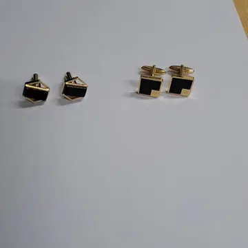 블랙 사각형 커프스 단추