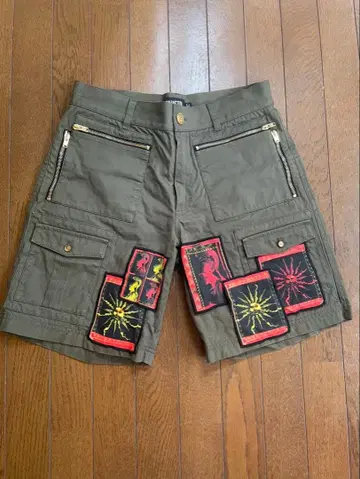 FAUSTO PUGLISI 올리브 그린 패치워크 숏팬츠