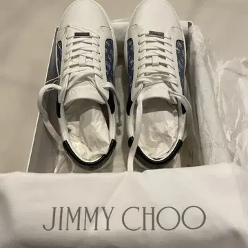 JIMMY CHOO 화이트 네이비 스니커즈