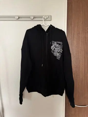 genzai 블랙 그래픽 후드티 집업