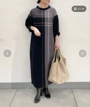 BEARDSLEY 비어즐리 빅 체크 롱 원피스