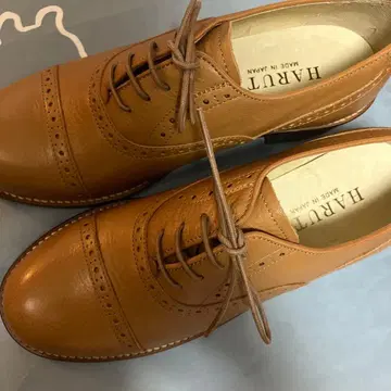 HARUTA 브라운 가죽 옥스퍼드 신발 23.5