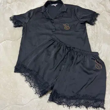 빅토리아 시크릿 레이스 룸웨어 새틴 상하의 세트
