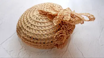 [ 미사용 ] 린넨 100% 플라워 장식 베이지 햇 CA4LA