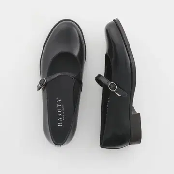 HARUTA 블랙 스트랩 로퍼 SF341B