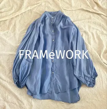 FRAMeWORK 시어 린넨 판초 블라우스