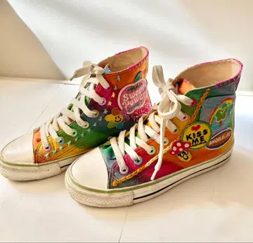 ANGELBLUE 자수 하이컷 스니커즈 헤이세이 레트로