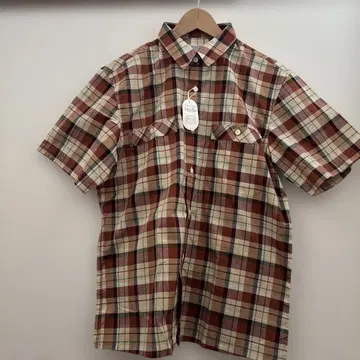 Viyella (비에라) 체크 무늬 반팔 코튼 셔츠