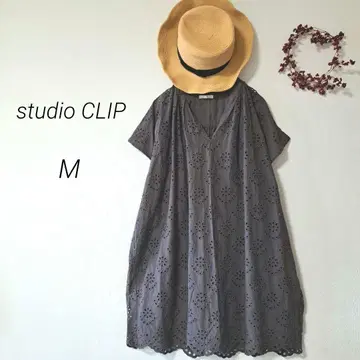 스튜디오 클립 스캘럽 레이스 원피스 차콜 내추럴 M