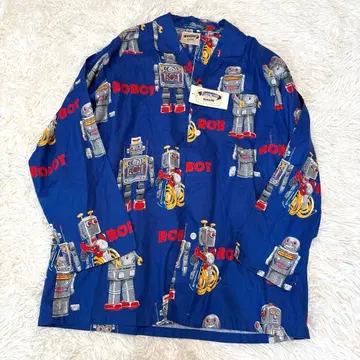 레어 FLOATING TURN 브리키 로봇 긴팔 알로하 셔츠 긴팔 셔츠