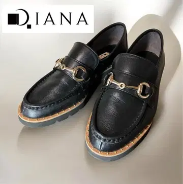 새상품급 DIANA 다이애나 24cm 비트 로퍼 블랙 골드 스터드