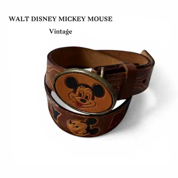 레어 MICKEY MOUSE 빈티지 카빙 가죽 벨트
