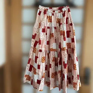 핸드메이드 패치워크풍 디자인 개더 스커트