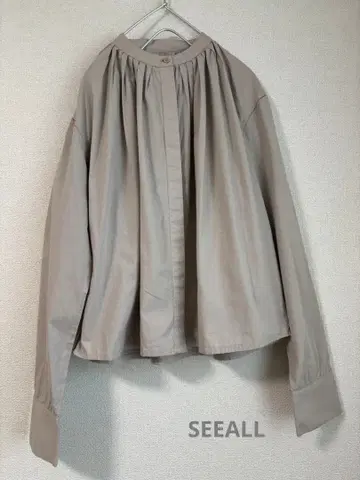 [ BEAMS SEEALL ] 그레이지 코튼 플리츠 블라우스