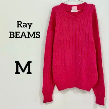 [Ray BEAMS] 케이블 짜임 니트 스웨터 핑크 M 사이즈 상당