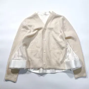 사카이 백 플리츠 가디건 시어 플레어 도킹 아이보리 2