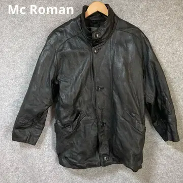 Mc Roman 블랙 가죽 자켓 단추식