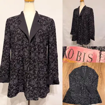 HIROKO BIS 히로코비스 크레이프 원단풍 자카드 자켓 블랙 계열