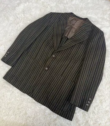 70s 테일러드 자켓 빈티지 울 스트라이프 브라운 남성용