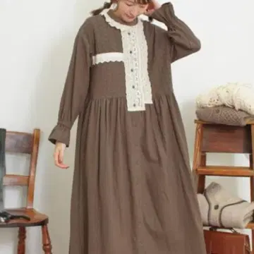 사만사 모스모스 패치워크 레이스 원피스 (모카)