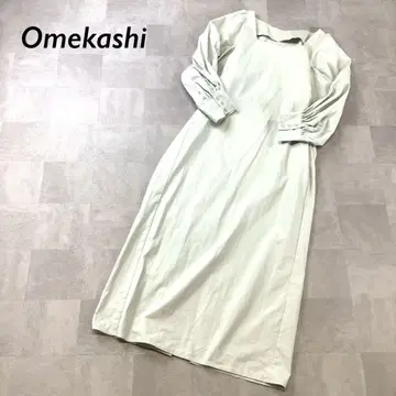 새상품급 Omekashi 스퀘어 넥 개더 소매 롱 원피스 민트