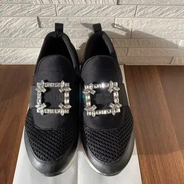 스니커즈 비쥬 장식 통굽 블랙 L 사이즈 24cm