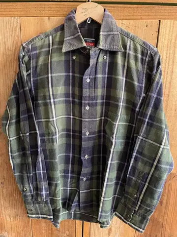 45rpm 체크 무늬 그린&네이비 긴팔 셔츠