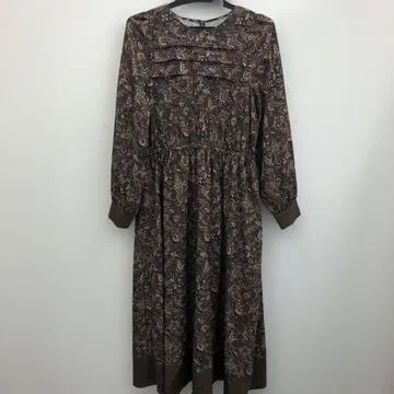 Ray BEAMS 꽃무늬 프릴 긴팔 원피스