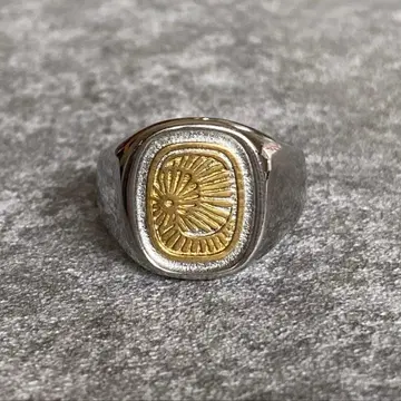 멕시칸 주얼리 실버 골드 시그넷 반지 태양 빈티지
