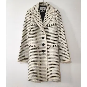 아이보리 x 블랙 체스터 코트 롱 코트 일본제 엘레강트