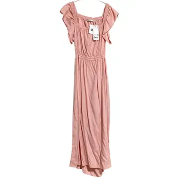 미사용 새상품 유니클로C 개더백 오픈 원피스 핑크 XS