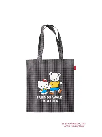 산리오 파밀리아 콜라보 키티 토트백 블랙 체크 새상품